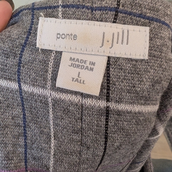 J. Jill Ponte Knit Gray Plaid Sleeveless Sheath Dress Women's Size Large Tall - Picture 4 of 7